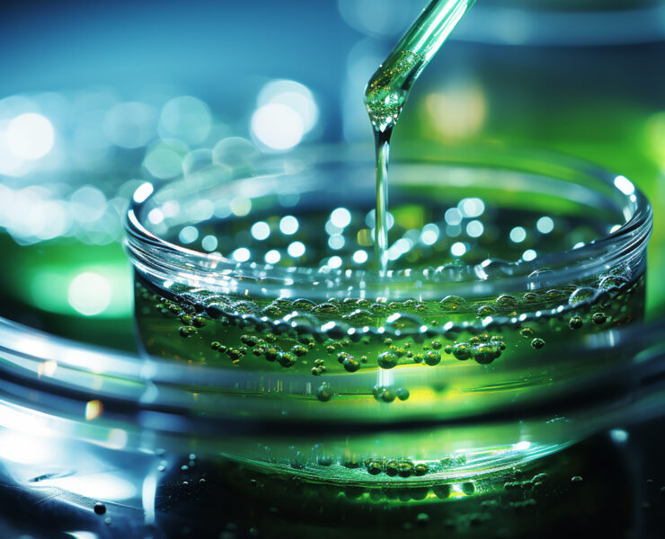 green-liquid-is-poured-into-beaker-that-is-filled-with-liquid